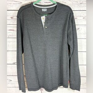 Levi’s Men’s Dark Heather Grey Thermal Button-down Henley in Size Large